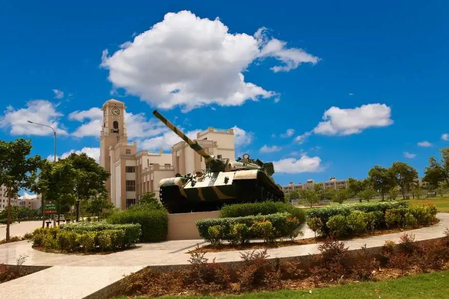 Tank photo and clock tower