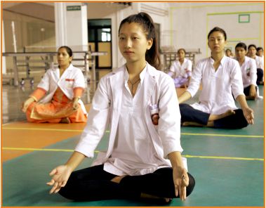 TMU college of nursing doing yoga